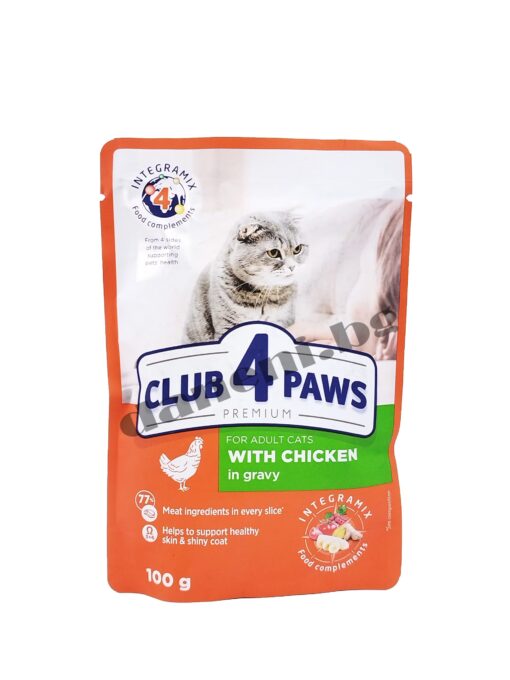 Club 4 Paws Premium Adult Cat - Котешка храна - Пиле в деликатен сос 100 гр | Зоомагазин "Daneni"