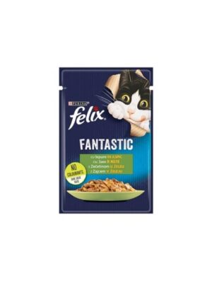 Храна в пауч за котки Felix Fantastic Pouch - Заешко в сочно желе на грил от зоомагазин Daneni