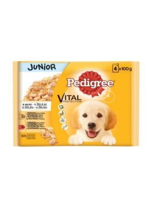 Мокра храна за подрастващи кучета Pedigree Junior Pouch - Говеждо Пилешко с ориз 4х100 гр | Зоомагазин "Daneni"