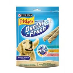 Вкусно Дентално лакомство за кучета - Friskies Dental Fresh 3 in 1 от зоомагазин Daneni
