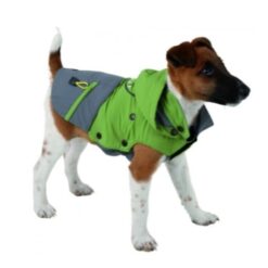 Изображение на куче облечено с зимно яке - kerbl vancouver- сиво и зелено от зоомагазин Daneni