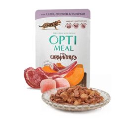 Opti Meal Super Premium Adult Cat Pouch Grain Free - Пауч за израснали котки с агнешко и пилешко филе с тиква 85 гр