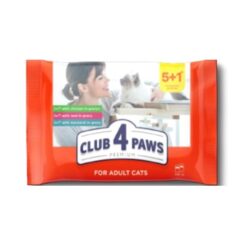 Храна за котки Club 4 Paws Premium Cat Adult Pouch Mix 5+1 - 0.480 гр | Зоомагазин "Daneni"