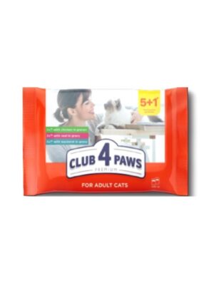 Храна за котки Club 4 Paws Premium Cat Adult Pouch Mix 5+1 - 0.480 гр | Зоомагазин "Daneni"