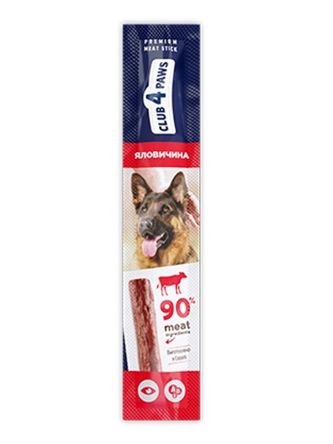 Храна лакомство за кучета Club 4 Paws Premium Stick, говеждо месо 90 %, 12 гр.