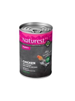 Консерва за подрастващи кучета и кърмещи майки - Naturest Super Premium Puppy - Пилешко с градински зеленчуци и ориз