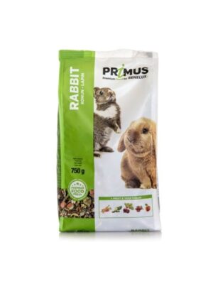 Пълноценна храна за зайчета Benelux Primus Rabbit - 0.750 гр е балансирана и пълноценна храна за всички видове декоративни зайчета.