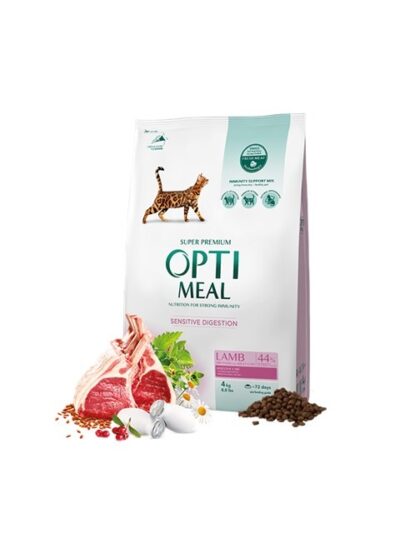 Сухата храна за котки Opti Meal Cat Adult Digestive, за възрастни котки с чувствително храносмилане