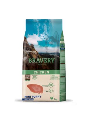 Bravery Puppy Mini & Small Breeds Chicken – Пълноценна хипоалергенна гранула за малки кученца от дребни породи, Пилешко