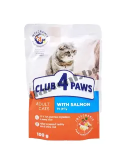 Club 4 Paws Premium Adult Cat Pouch Salmon - Храна за котки - Сьомга в желе 100 гр | Онлайн Зоомагазин Daneni