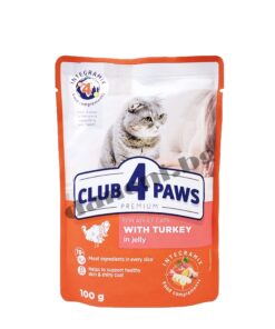 Club 4 Paws Premium Pouch Adult Cat - Пауч за котки на възраст над 12 месеца - Пуйка в желе 100 гр | Зоомагазин "Daneni"