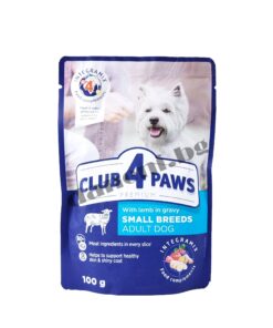 Храна за кучета - Club 4 Paws - Premium Adult Dog Mini - Пауч за куче - Агнешко в желе 100 гр - Зоомагазин "Daneni"