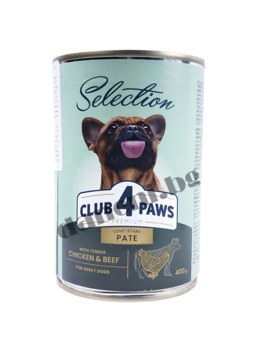 Консерва за куче Club 4 Paws Premium Dog Adult - Пастет с пилешко и телешко 400 гр | Зоомагазин "Daneni"