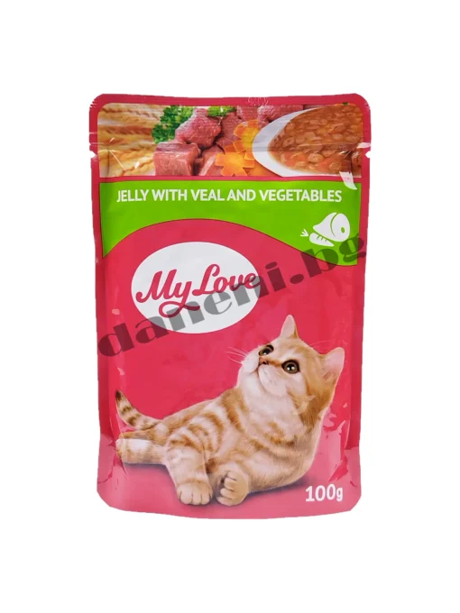My Love Adult Cat Pouch, Tелешко и зеленчуци в желе