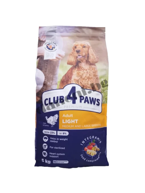 Диетична храна за кучета - Club 4 Paws - Premium Medium Large Breeds Light Sterilised Пуешко месо 5 кг - Зоомагазин "Daneni"
