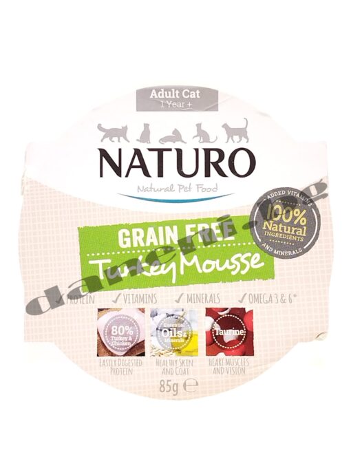 Naturo Cat Natural Grain Free Turkey Mousse - Пастет мус за котки - Пуйка, 85 гр.