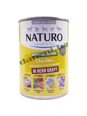 Naturo Dog Natural Chicken in Herb Gravy - Консерва за кучета Naturo - Пиле в зеленчуков сос, 390 гр.