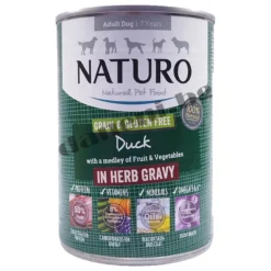 Naturo Dog Natural Duck in Herb Gravy - Кучешка консервирана храна - Патица в зеленчуков сос, 390 гр