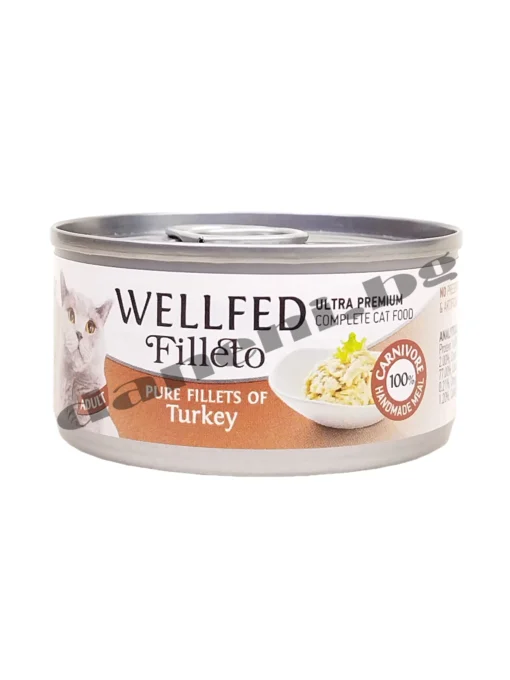 Зоомагазин, Консерва за котки Wellfed Filleto Pure Turkey Ultra Premium Adult Cat, Пуешко филе.