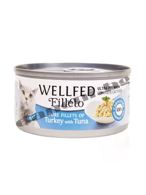 Консерва за котки Wellfed Filleto Ultra Premium Adult Cat Pure Turkey and Tuna, Пуешко и риба тон, 70 гр.