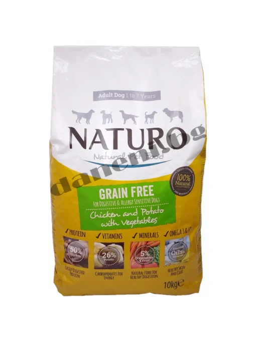 Naturo Grain Free - Висококачествена суха храна за кучета - Пиле с картофи и зеленчуци, 10 кг.