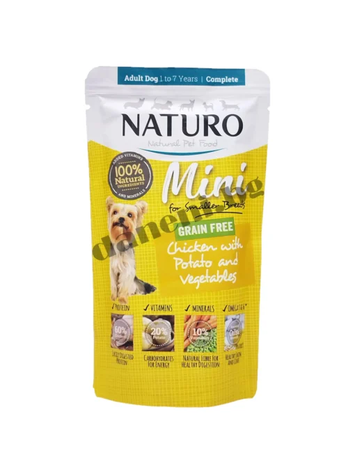 Naturo Natural Mini Chicken with Potato and Vegetables - Хипоалергенна храна в пауч за кучета от дребни породи - Пиле с картофи и зеленчуци, 150 гр