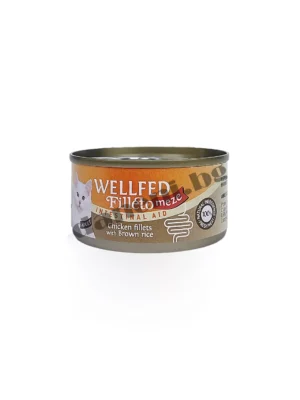Най-висок клас консерва за котки с проблеми в стомашно-чревната система Wellfed Filleto meze Intestinal Aid Ultra Premium Adult Cat Пилешки филенца с кафяв ориз 70 гр от Зоомагазин "Daneni"
