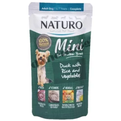 Naturo Dog Natural Mini Duck with Rice and Vegetables - Пауч за кучета - Патица с ориз и зеленчуци, 150 гр