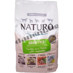 Naturo Dog Natural Grain Free Turkey with Potato and Vegetables - Хипоалергенна храна за кучета - Пуйка с картофи и зеленчуци, 10 кг.