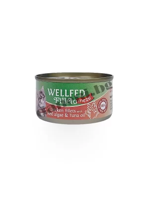Консерва за малки котенца Wellfed Filleto meze Kitten, Пилешки филенца с водорасли и масло от риба тон 70 гр | Зоомагазин "Daneni"