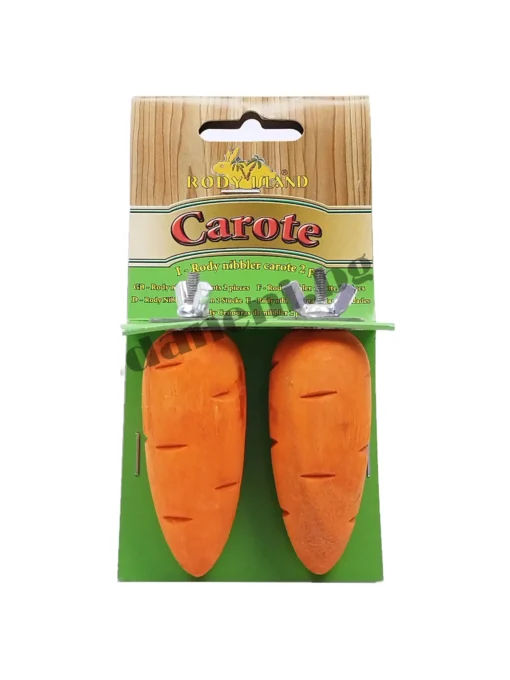 Играчка дървен морков за източване на зъбите на заека