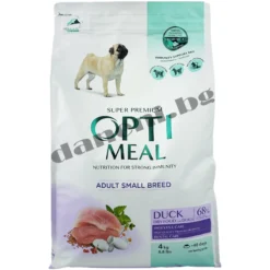 Opti meal Super Premium - Суха хипоалергенна храна за кучета от дребни породи и възраст над 12 месеца - Патица 4 кг | Зоомагазин "Daneni"