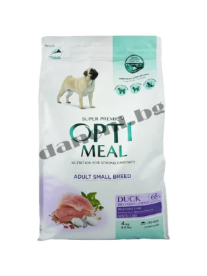 OptiMeal Hypoallergenic Super Premium - Суха хипоалергенна гранула за куче от дребна порода и възраст над 12 месеца - Патица 4 кг