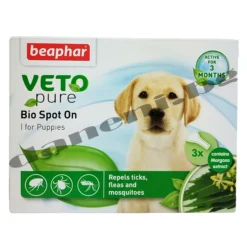 Beaphar Veto Pure Bio Spot On Puppy - репелентни капки за кученца, 3 пипети от зоомагазин daneni