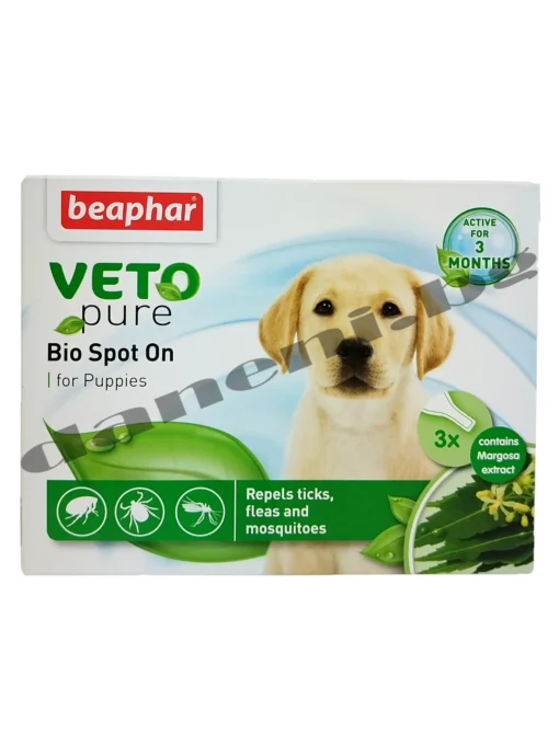 Beaphar Veto Pure Bio Spot On Puppy - репелентни капки за кученца, 3 пипети от зоомагазин daneni