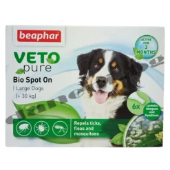 Предпазете домашния си любимец с противопаразитни капки против бълхи и кърлежи за кучета, Beaphar Veto Pure Bio Spot On Large Dog от зоомагазин daneni