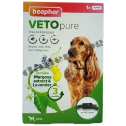 Противопаразитна каишка за куче, Veto Pure Bio Collar с 100% натурални съставки. Предпазва от кърлежи, бълхи и комари до 3 месеца от зоомагазин daneni
