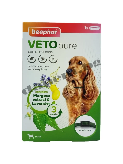 Противопаразитна каишка за куче, Veto Pure Bio Collar с 100% натурални съставки. Предпазва от кърлежи, бълхи и комари до 3 месеца от зоомагазин daneni