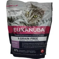 Храна за малки котенца, Eukanuba Kitten Grain Free със сьомга. Хранете малките котета пълноценно с храните от зоомагазин daneni