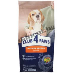 Храна за средни породи кучета, 2 кг - Club 4 Paws Premium, висок клас кучешка храна за израснали от зоомагазин daneni