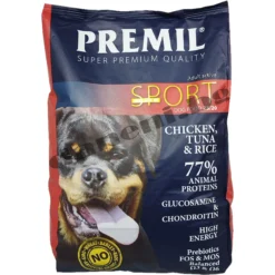 Premil Sport е супер премиум високоенергийна храна за работещи, трениращи и ловджийски кучета от зоомагазин daneni