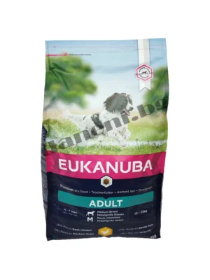 Еукануба храна за средни породи кучета над 10 месеца, пилешко месо от зоомагазин daneni