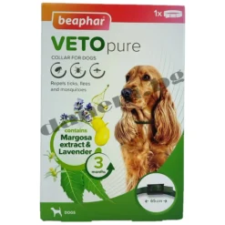 Противопаразитна каишка за куче 65 см, Veto Pure Bio Collar с 100% натурални съставки. Предпазва от кърлежи, бълхи и комари