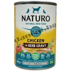 Naturo Dog Natural Chicken in Herb Gravy - Здравословна храна в консерва за кучета с пилешко месо, 390 гр