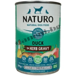 Naturo Dog Natural Duck in Herb Gravy - Кучешка консервирана храна - Патица в зеленчуков сос, 390 гр