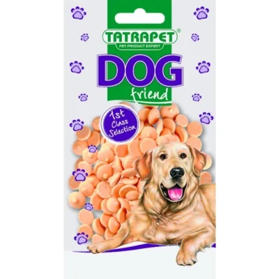 Опаковка Tatrapet Dog Friend Drops Ham 75g - апетитни кучешки лакомства с вкус на шунка.