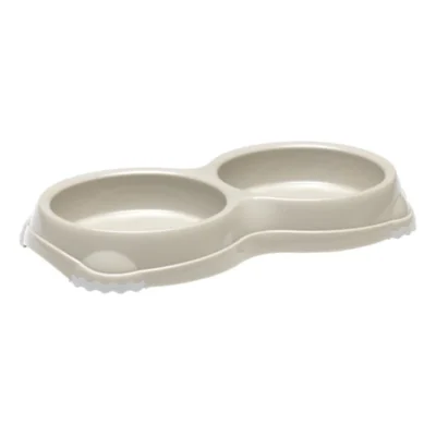 Двойна купа за храна и вода Moderna Smarty Bowl Double Warm Grey в сив цвят.