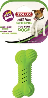 Zolux Rubber Cracky Bone Toy - Зелен гумен кокал за дъвчене