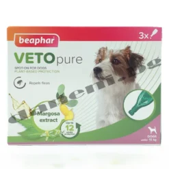 Опаковка от 3 броя спот-он пипети Beaphar Veto Pure Small Dog за защита от бълхи.