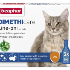 Опаковка на противопаразитни спот-он пипети Beaphar Dimethicare Line On For Cats с диметикон.